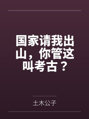 国家请我出山，你管这叫考古？封面