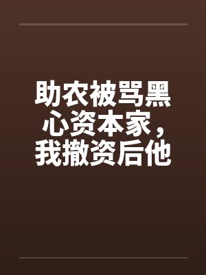 助农被骂黑心资本家，我撤资后他们悔疯了封面
