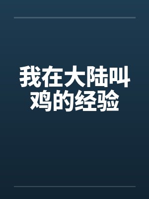 我在大陆叫鸡的经验封面